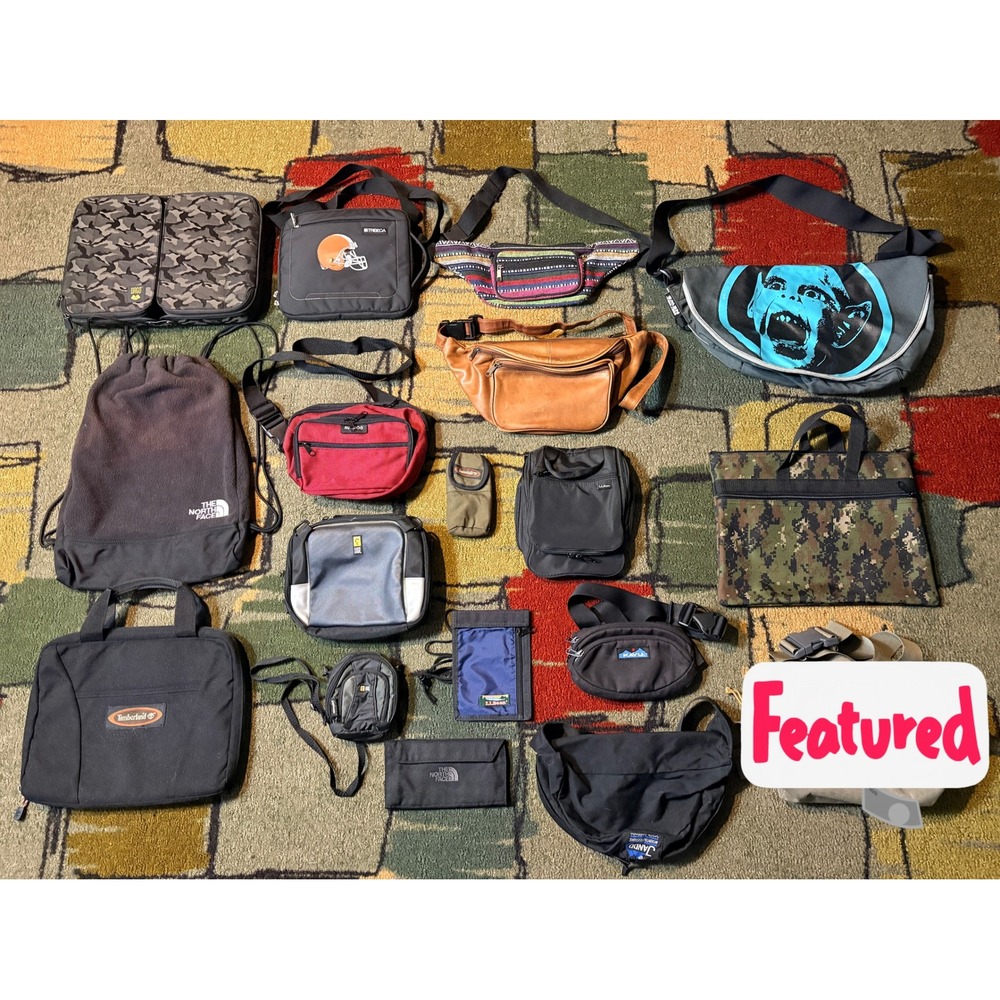 Vtg North Face LL Bean Timberland Kavu Waist Bag Fanny Pack Hand Bag Lot of 17